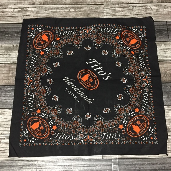Tito’s Vodka Bandana Neck Scarf One Size Black Orange - Picture 1 of 5